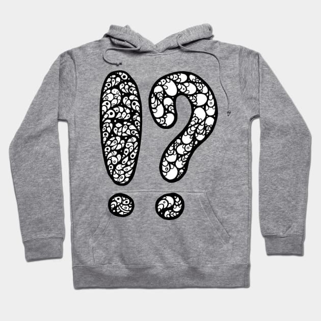 Exclamation and Question Mark Doodle Art Hoodie by VANDERVISUALS